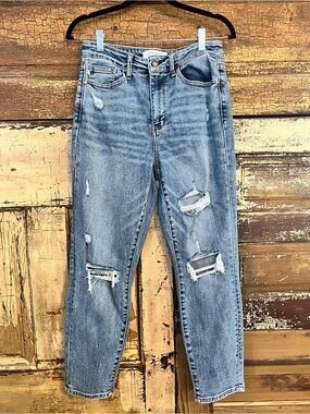 Judy Blue Distressed Skinny Jeans | Mid Wash Stretch Denim | Size 9